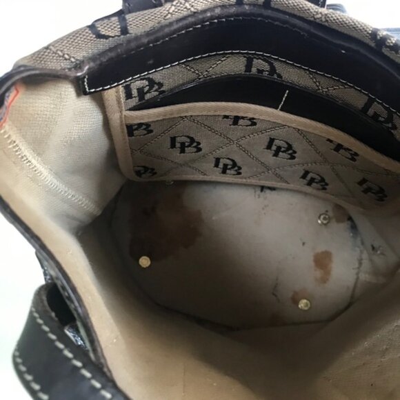 Dooney & Bourke Vintage Bucket Bag Leather Monogram Canvas Hobo Shoulder Purse - Picture 11 of 16